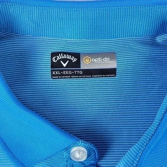 Callaway Opti-Dri Golf Polo Short Sleeve Shirt Blue Striped Sz 2XL - Picture 4 of 7